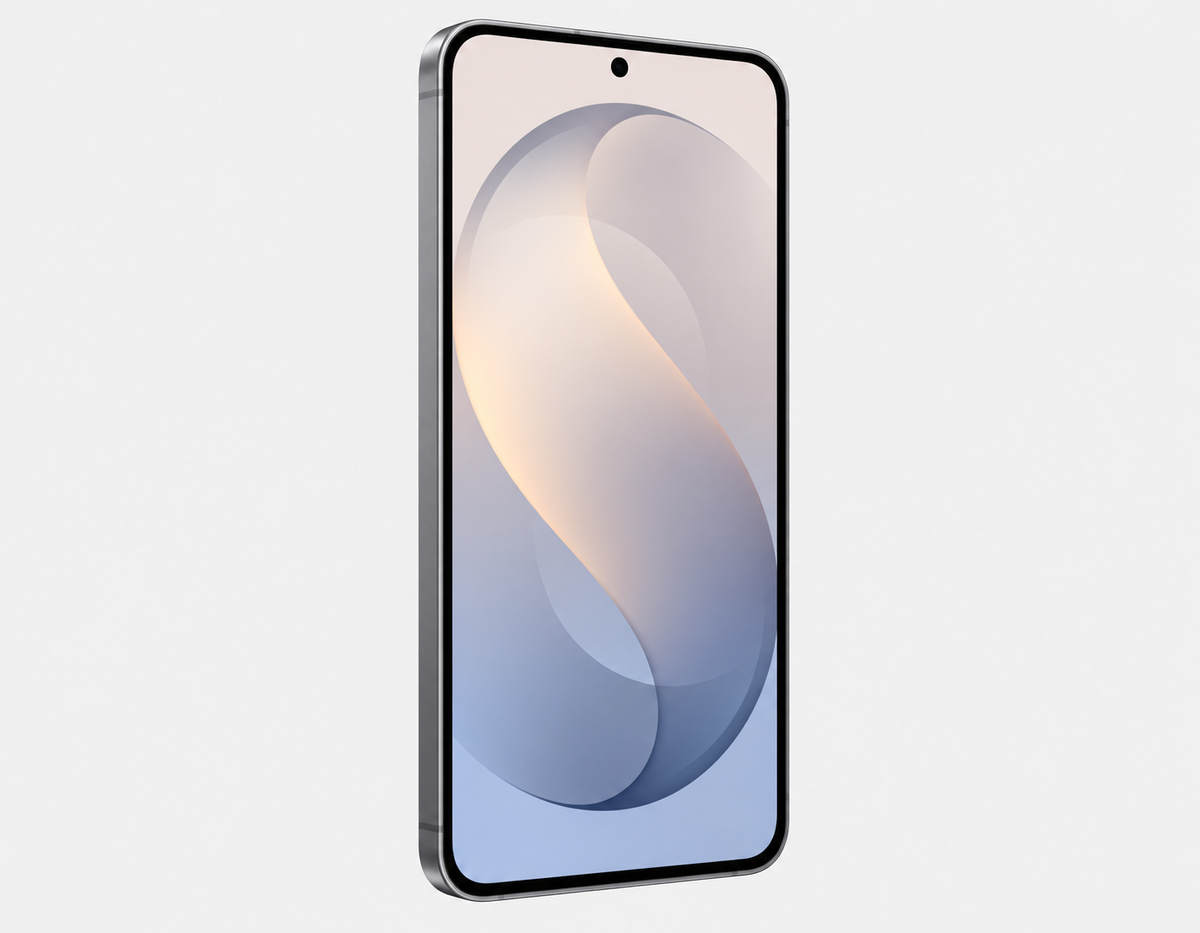 Samsung Galaxy S26 FE 5G smartphone front view in graphite with curved display