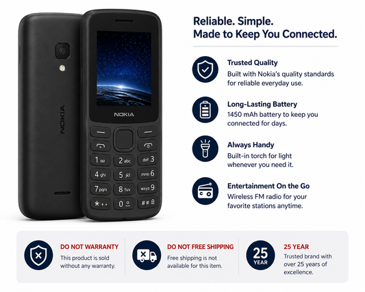 NOKIA 225 4G 128MB (TA-1282 SS) Single SIM GSM Unlocked - Black