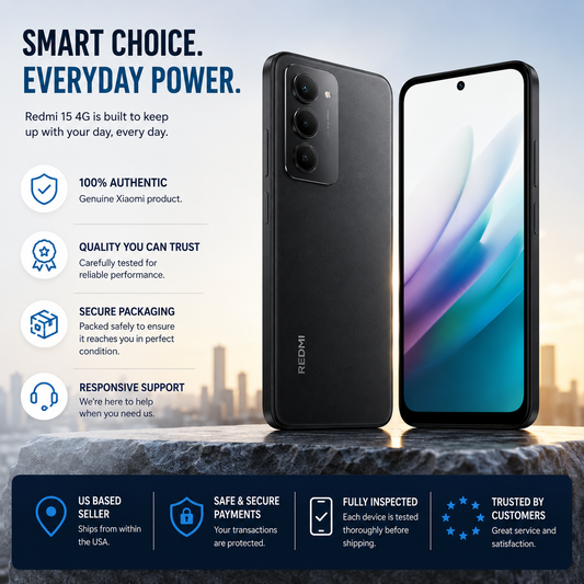 Black smartphone front and back view with dual camera module at top-left