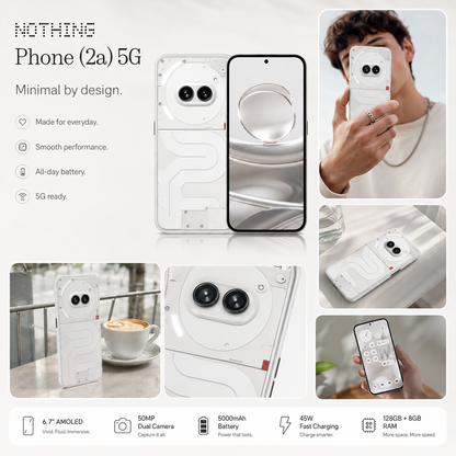 Nothing Phone (2a) 5G Dual SIM 128GB ROM 8GB RAM GSM Unlocked - Milk