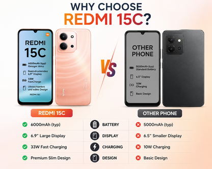 XIAOMI Redmi 15C 4G 128GB ROM 4GB RAM Dual SIM GSM Unlocked - Orange