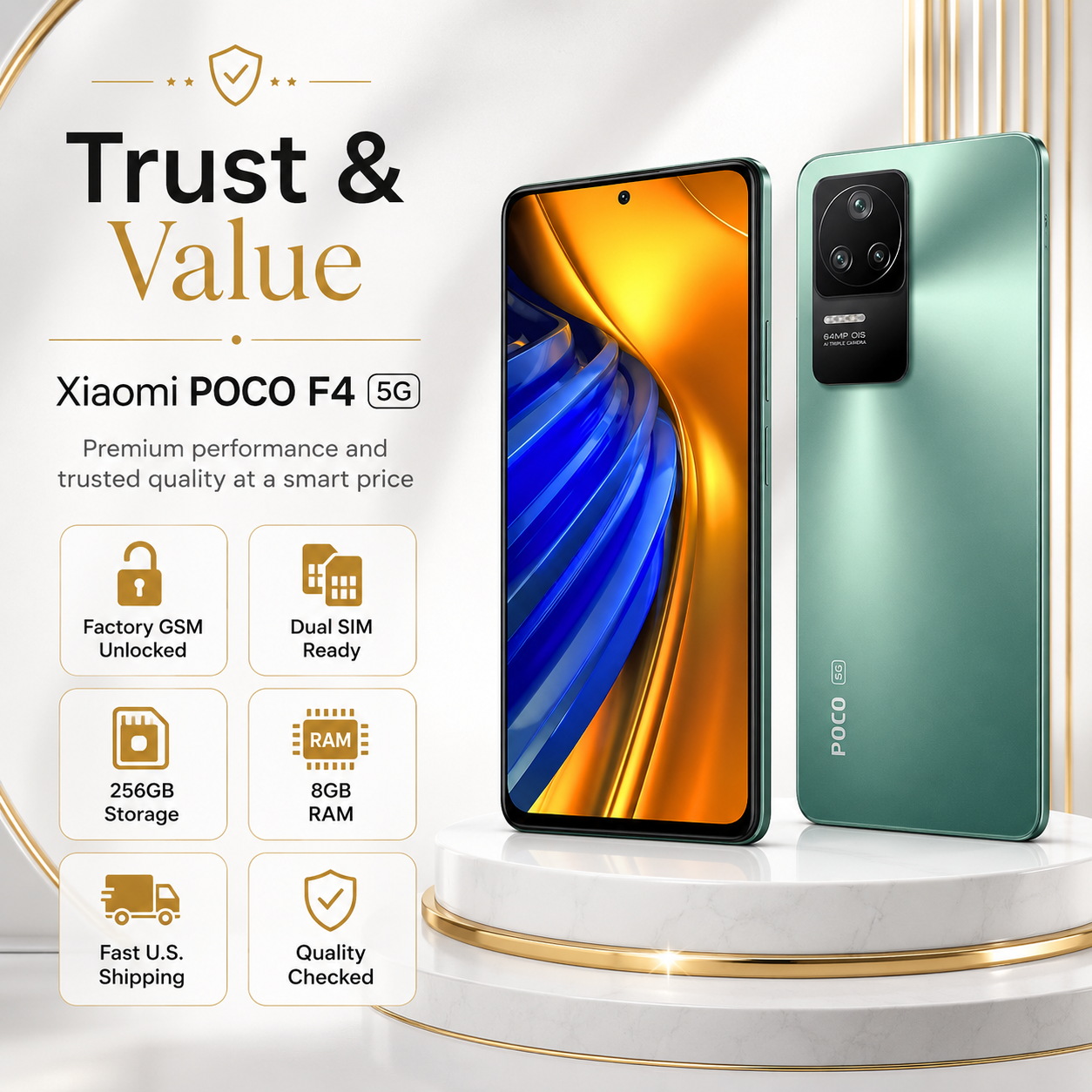 Xiaomi Poco F4 5G 256GB 8GB RAM Dual SIM GSM Unlocked - Nebula Green