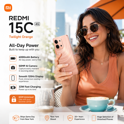 XIAOMI Redmi 15C 4G 128GB ROM 4GB RAM Dual SIM GSM Unlocked - Orange