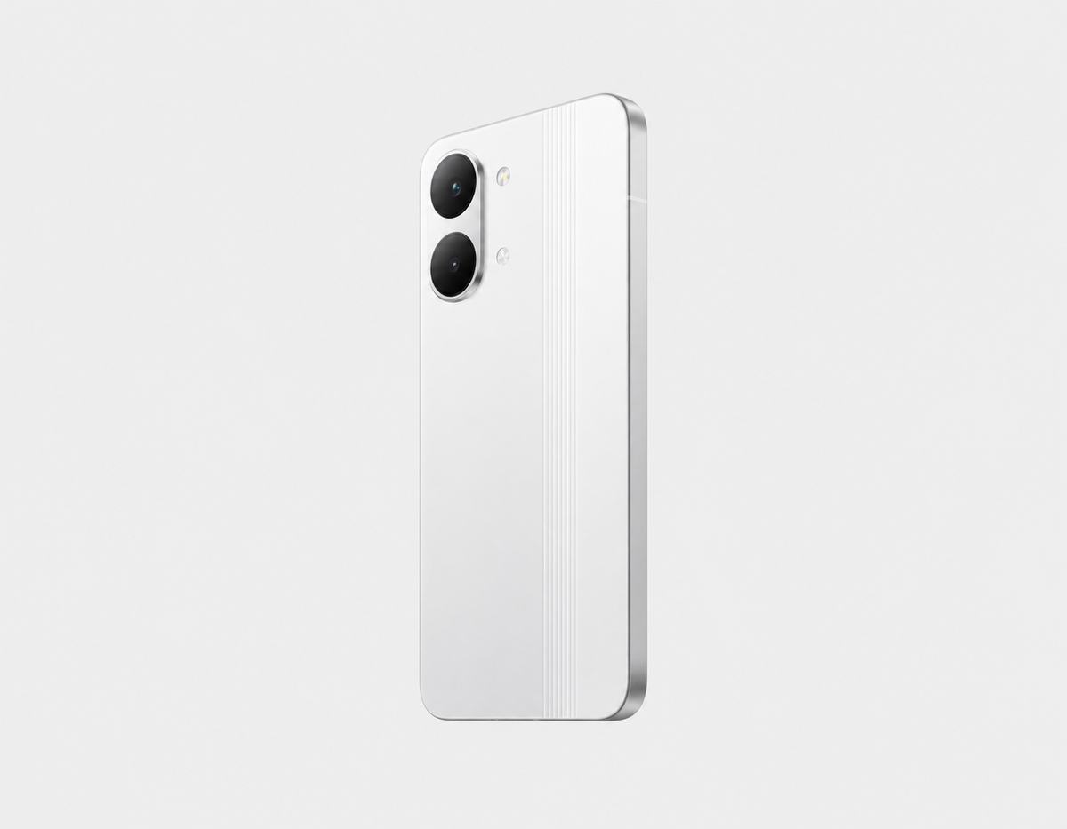 Xiaomi Poco X8 PRO MAX 5G White smartphone back view with dual camera lenses and flash