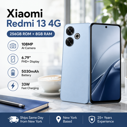 Xiaomi Redmi 13 4G Dual SIM 256GB ROM 8GB RAM GSM Unlocked - Blue