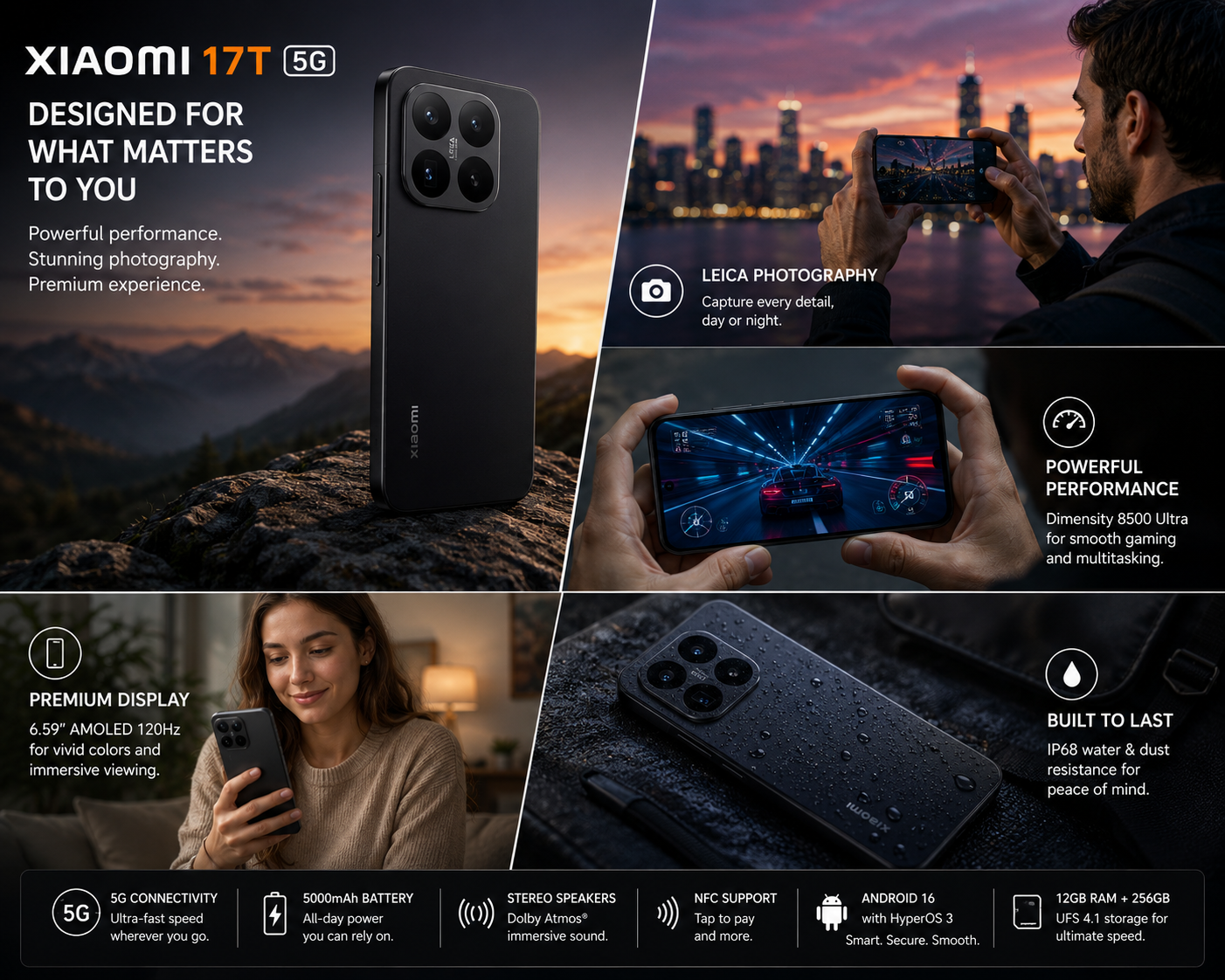 XIAOMI Mi 17T 5G 256GB ROM 12GB RAM Dual SIM GSM Unlocked - Black