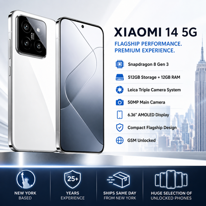 Xiaomi 14 5G 512GB ROM 12GB RAM Dual SIM GSM Unlocked - White