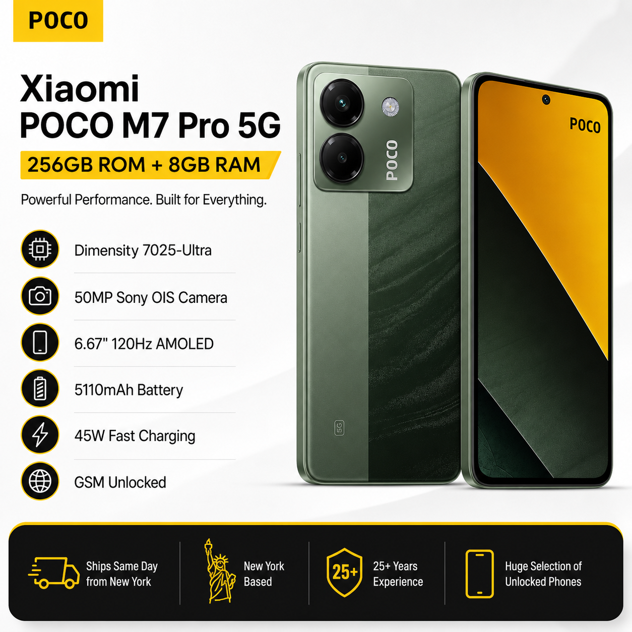 Xiaomi Poco M7 Pro 5G Dual SIM 256GB ROM 8GB RAM GSM Unlocked Xiaomi Poco M7 Pro 5G Dual SIM 256GB ROM 8GB RAM GSM Unlocked