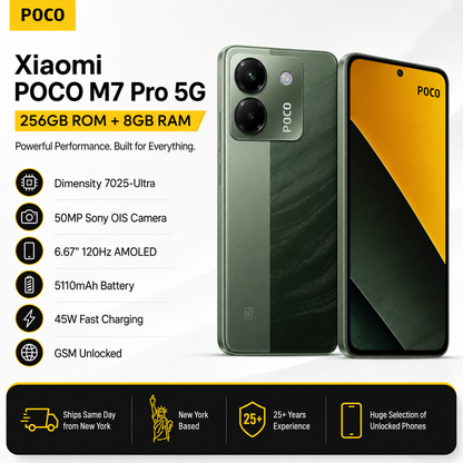 Xiaomi Poco M7 Pro 5G Dual SIM 256GB ROM 8GB RAM GSM Unlocked - Green