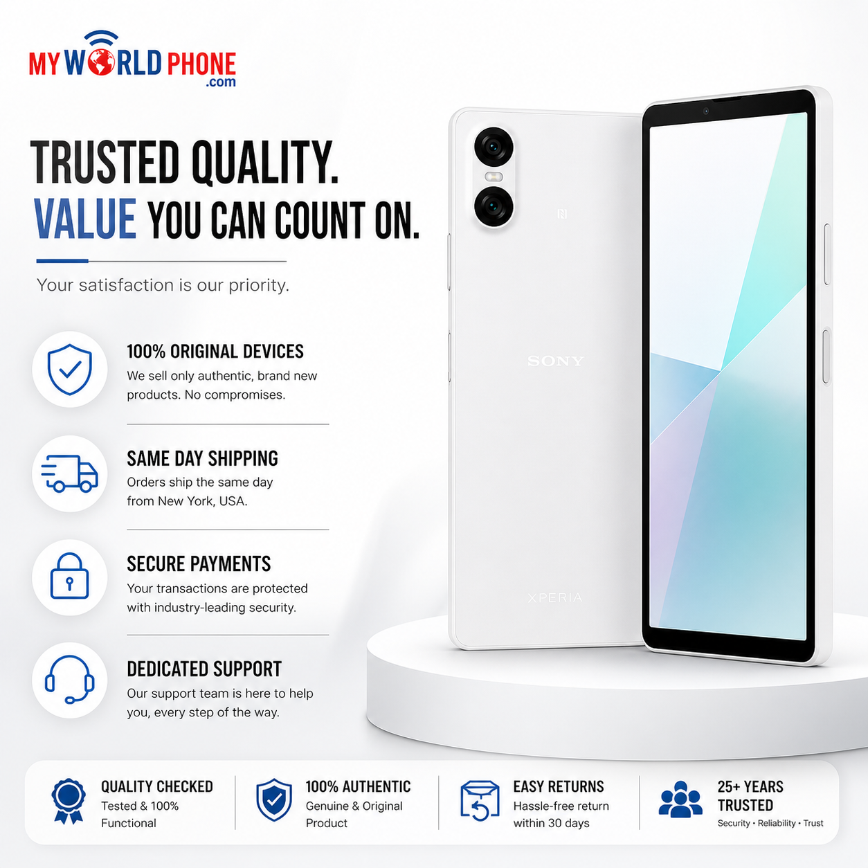 Sony Xperia 10 VI 5G XQ-ES72 128GB ROM 8GB RAM Dual SIM GSM Unlocked – White