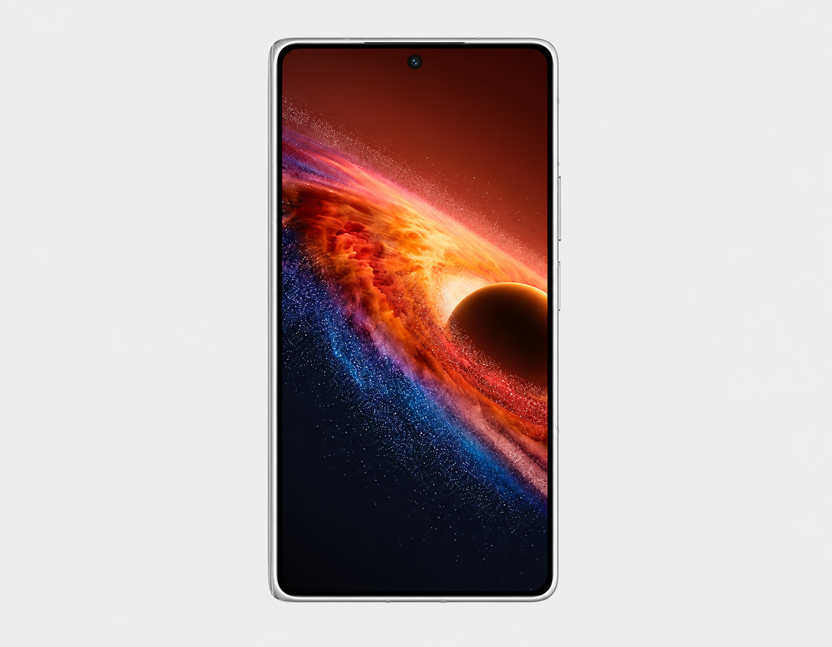 Honor Magic V6 5G Closed white foldable smartphone with lit front screen and dark bezel.