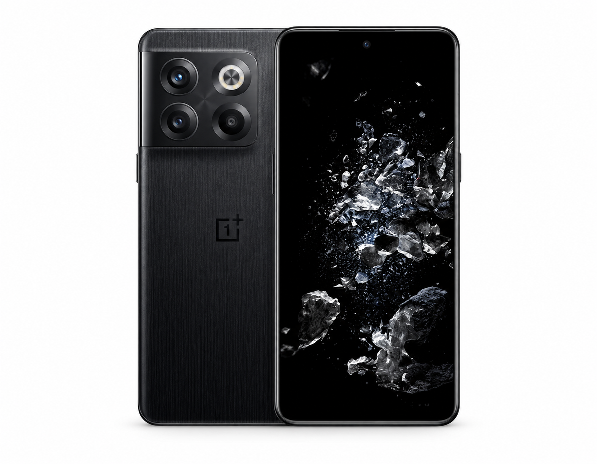OnePlus Ace Pro 10T Black OnePlus smartphone, front and back view with triple rear camera module