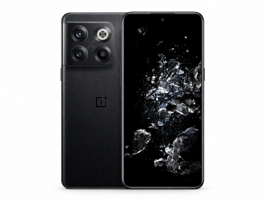 OnePlus Ace Pro 10T Black OnePlus smartphone, front and back view with triple rear camera module