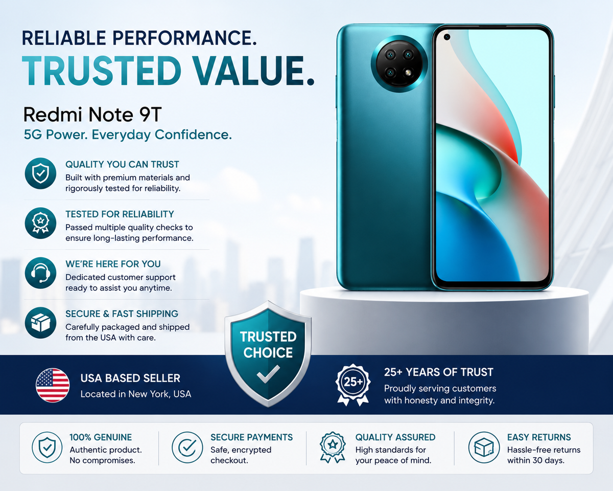 Xiaomi Redmi Note 9T 5G 128GB 4GB RAM GSM Unlocked - Nightfall Black Xiaomi Redmi Note 9T 5G 128GB 4GB RAM GSM Unlocked - Nightfall Black