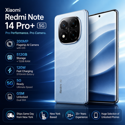Xiaomi Redmi Note 14 Pro Plus 5G 512GB ROM 12GB RAM Dual SIM GSM Unlocked - Frost Blue