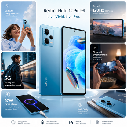 Xiaomi Redmi Note 12 Pro 5G Dual SIM 128GB ROM 6GB RAM GSM Unlocked - Blue