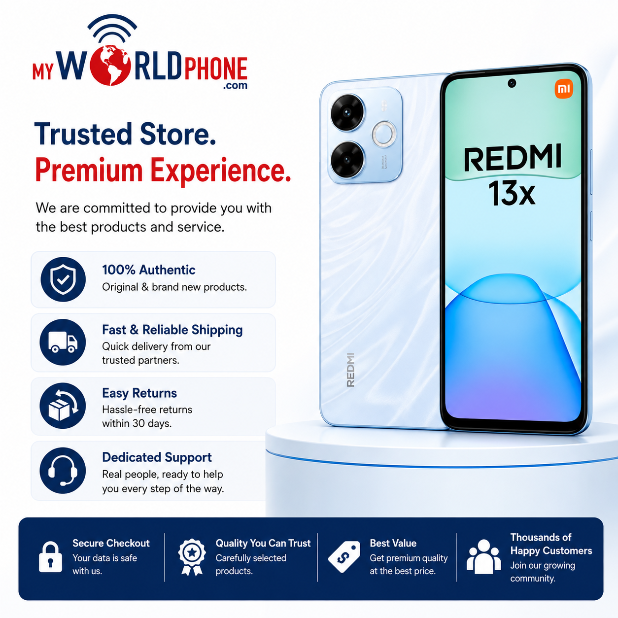Xiaomi Redmi 13X 4G 256GB ROM 8GB RAM Dual SIM GSM Unlocked - Blue