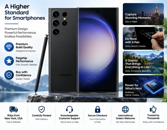 Samsung Galaxy S23 Ultra 5G Dual S9180 512GB 12GB RAM GSM Unlocked – Phantom Black