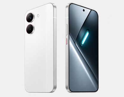 Xiaomi Poco X8 PRO 5G White smartphone back and front, dual rear cameras and illuminated front display
