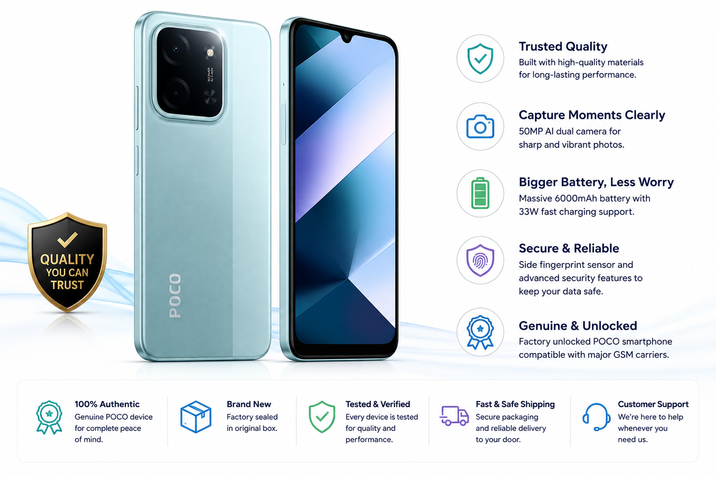 Xiaomi Poco C85 4G 128GB ROM 6GB RAM Dual SIM GSM Unlocked - Green