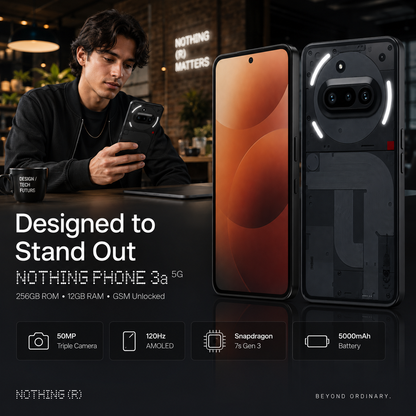 Nothing Phone 3a 5G Dual SIM 256GB ROM 12GB RAM GSM Unlocked - Black