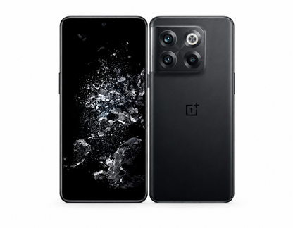 OnePlus Ace Pro 10T dual-SIM smartphone in black, front and back side-by-side