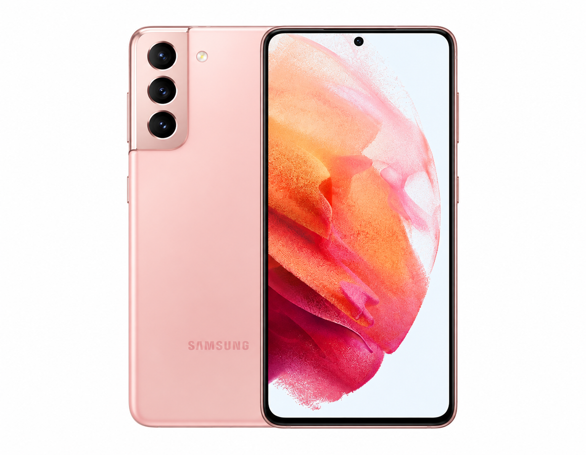 Samsung S21 5G Rose pink Samsung smartphone, front and back view