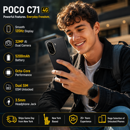 Xiaomi Poco C71 4G 64GB ROM 3GB RAM Dual SIM GSM Unlocked - Black