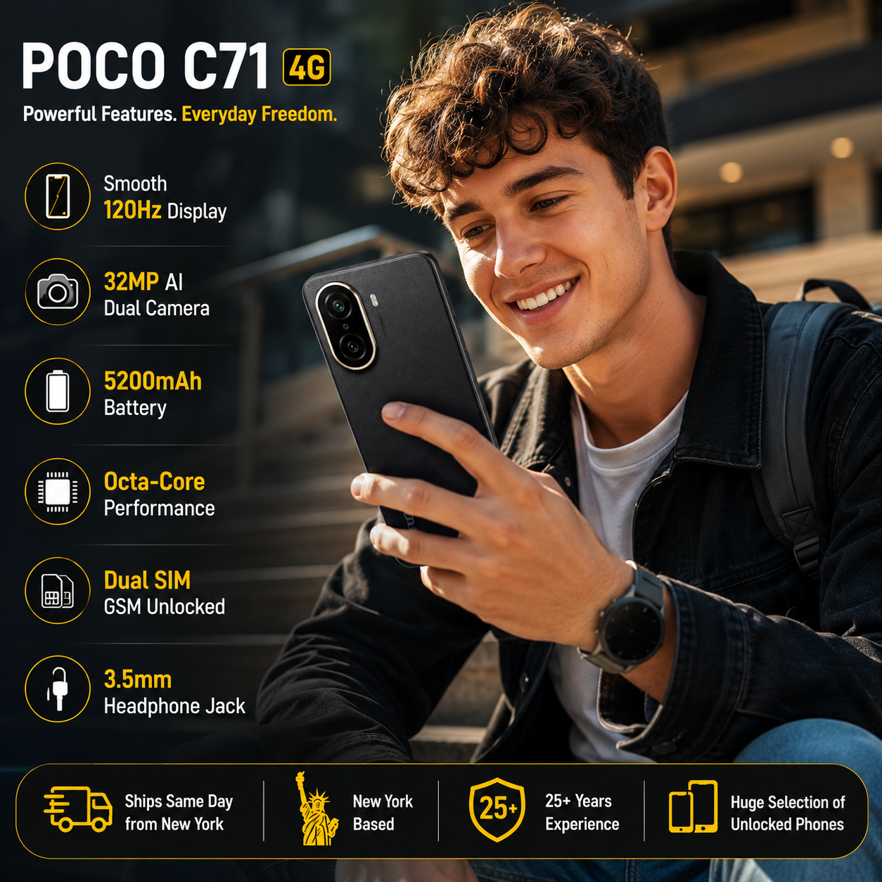 Xiaomi Poco C71 4G 128GB ROM 4GB RAM Dual SIM GSM Unlocked - Black