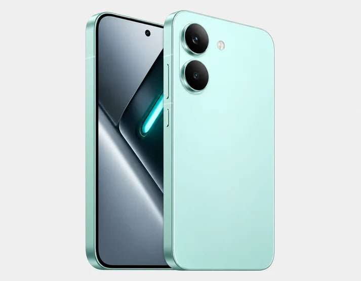 Xiaomi Poco X8 PRO 5G Green smartphone shown front and back with dual rear cameras