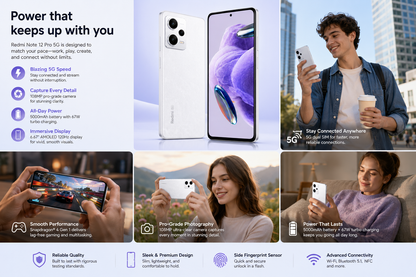 Xiaomi Redmi Note 12 Pro 5G Dual SIM 256GB ROM 8GB RAM GSM Unlocked - White