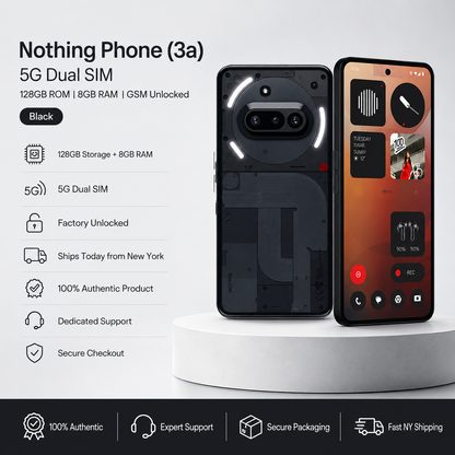 Nothing Phone 3a 5G Dual SIM 128GB ROM 8GB RAM GSM Unlocked - Black