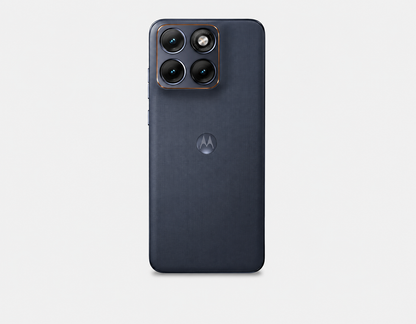Motorola Moto Edge 70 Fusion 5G Motorola blue smartphone back with quad-camera module and Motorola logo