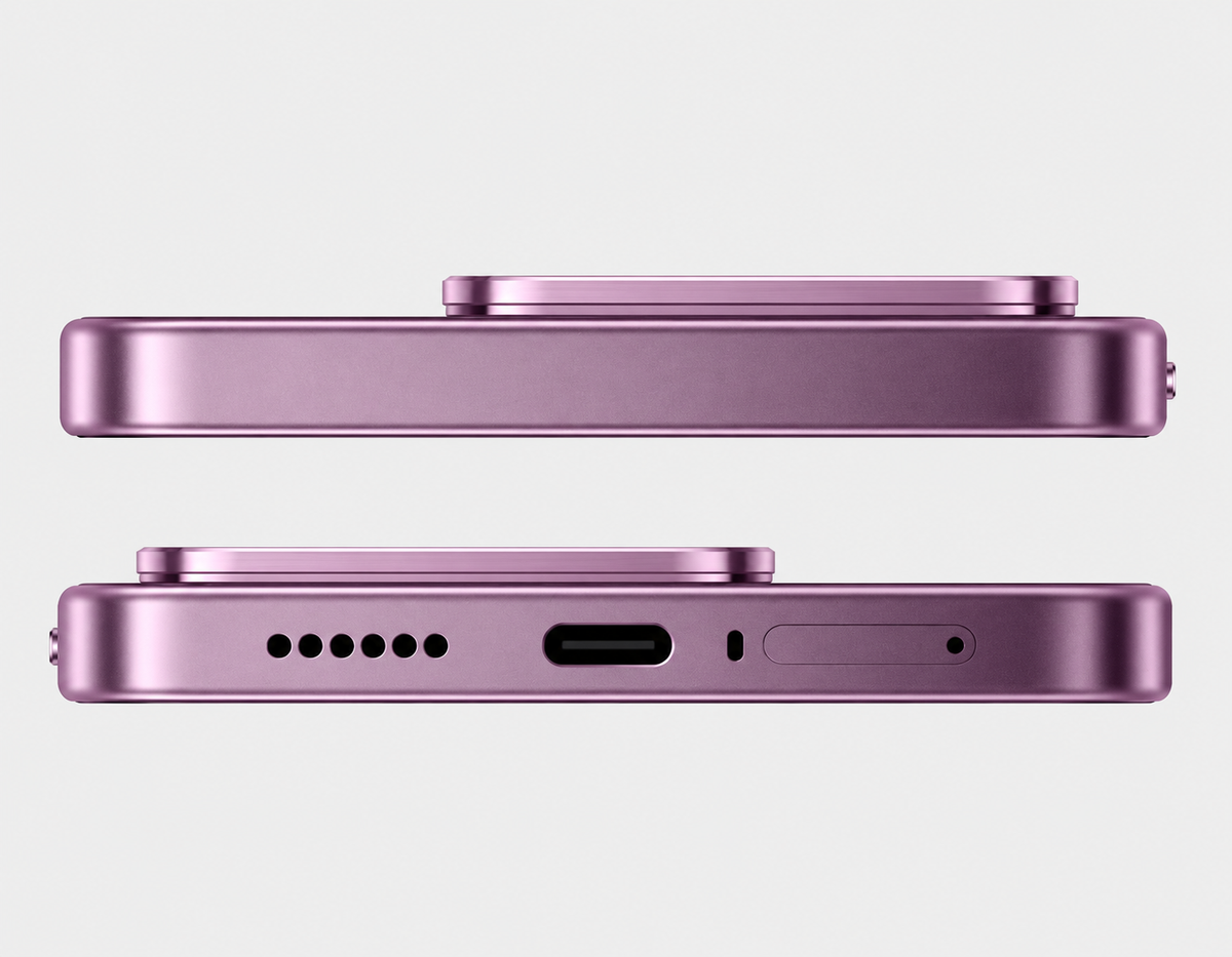 XIAOMI Mi 17T 5G Violet smartphone side view showing buttons, port opening, and slim profile.