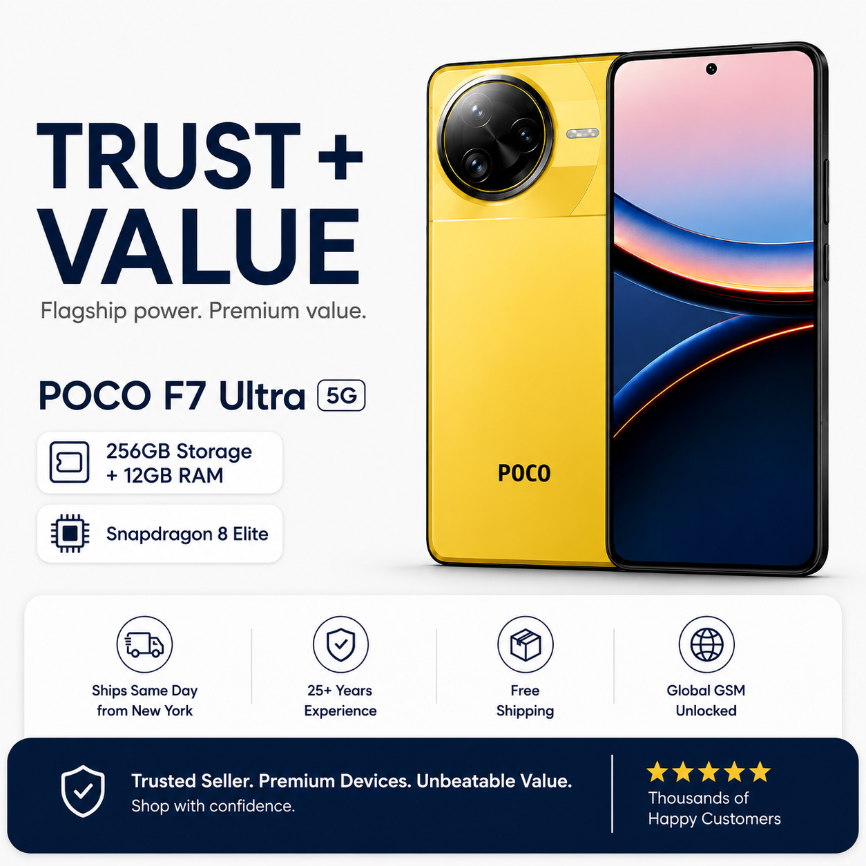 Xiaomi Poco F7 Ultra 5G 256GB ROM 12GB RAM Dual sim GSM Unlocked - Yellow