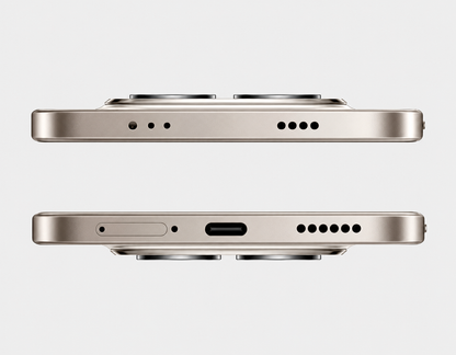 Xiaomi Redmi Note 15 Pro 5G Titanium-colored smartphone top and bottom ports with speaker holes and charging port