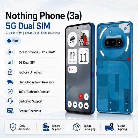 Nothing Phone 3a 5G Dual SIM 256GB ROM 12GB RAM GSM Unlocked - Blue