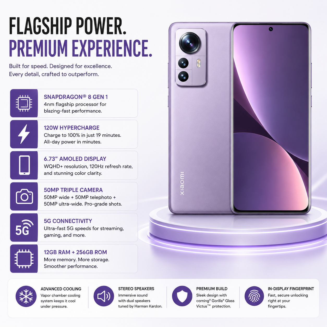 Xiaomi 12 Pro 5G Dual SIM 256GB ROM 12GB RAM GSM Unlocked - Purple