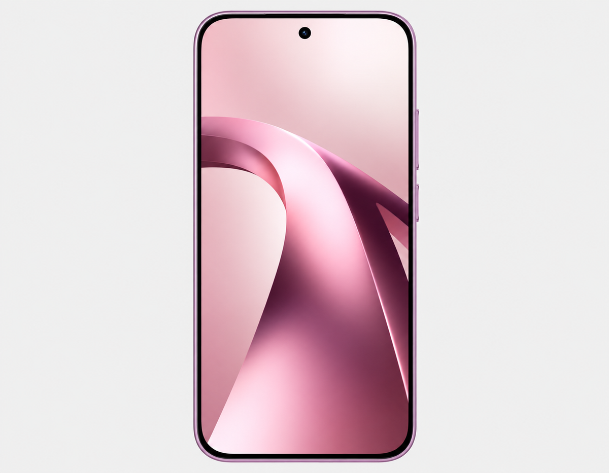 XIAOMI Mi 17T 5G Violet smartphone front view with centered earpiece dot and curved display.