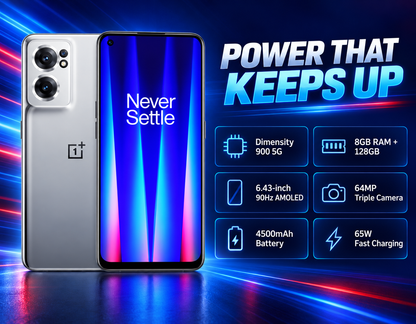 OnePlus Nord CE2 Gray smartphone with tall front screen and dual rear camera module