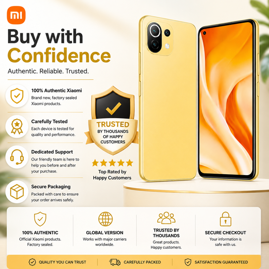 Xiaomi Mi 11 Lite 5G 128GB, 6GB, Dual SIM LTE GSM Unlocked - Citrus Yellow