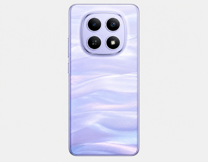 Xiaomi Redmi Note 15 5G  Purple smartphone back with centered quad camera module and glossy finish.