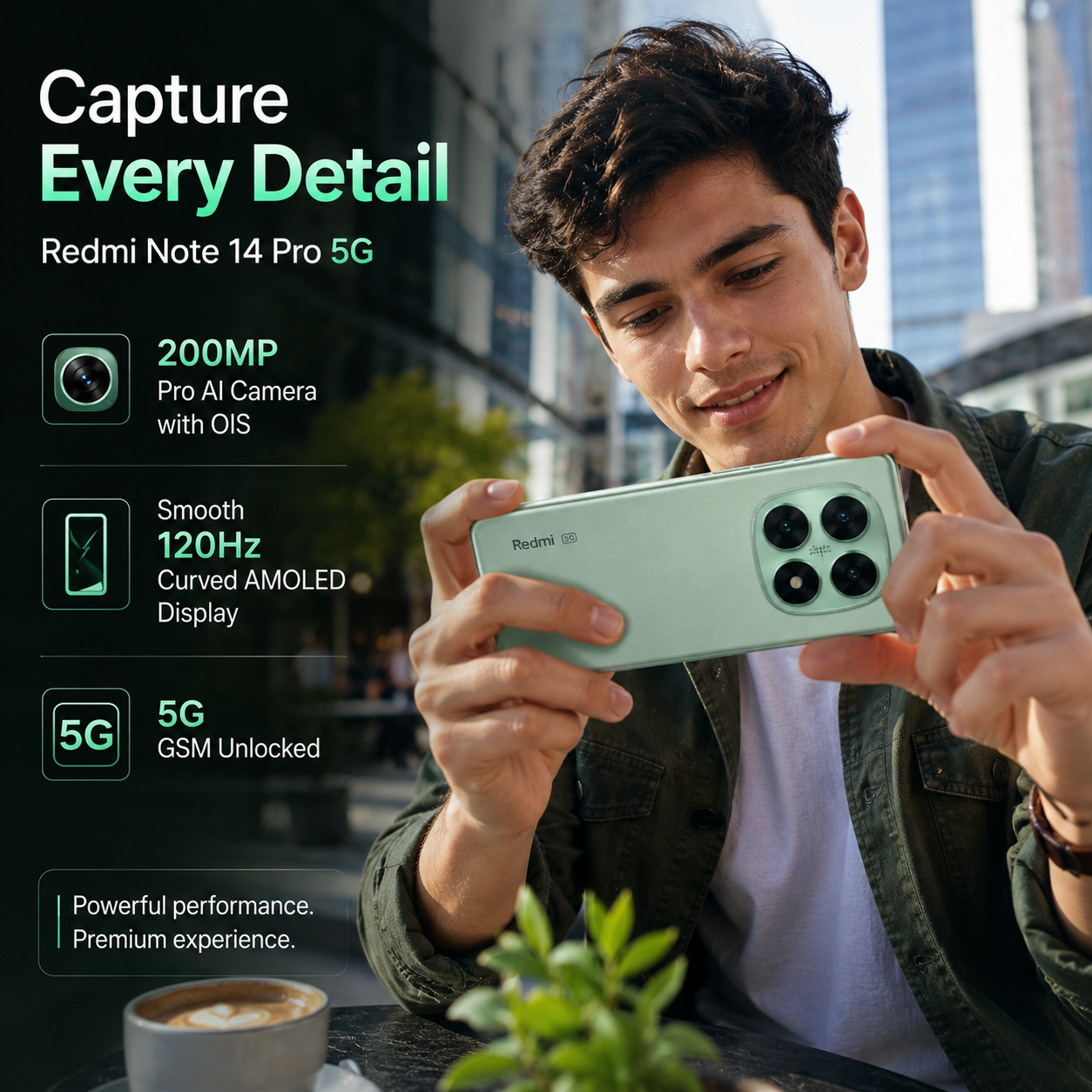 Xiaomi Redmi Note 14 Pro 5G 512GB ROM 12GB RAM Dual SIM GSM Unlocked - Coral Green