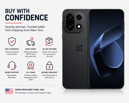 OnePlus 15 5G  Black smartphone front and back with dual-camera array