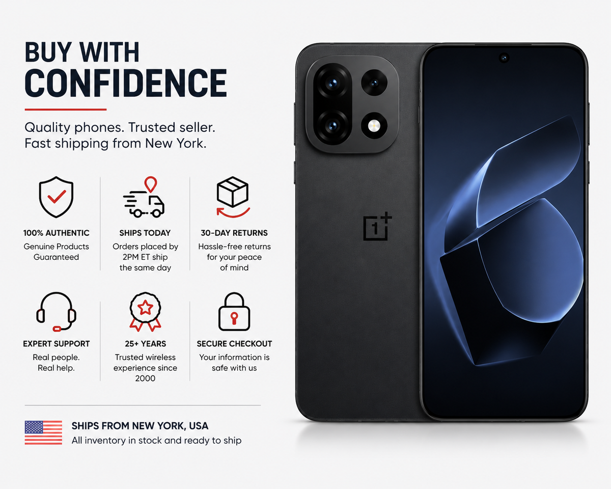 OnePlus 15 5G  Black smartphone front and back with dual-camera array