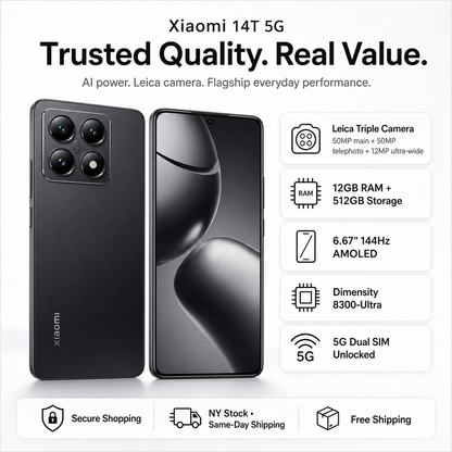 Xiaomi 14T 5G 512GB ROM 12GB RAM Dual SIM GSM Unlocked - Titan Black