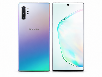Samsung Galaxy Note 10+ smartphone with Aura Glow back and front curved display