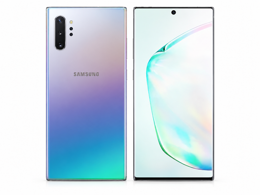 Samsung Galaxy Note 10+ smartphone with Aura Glow back and front curved display