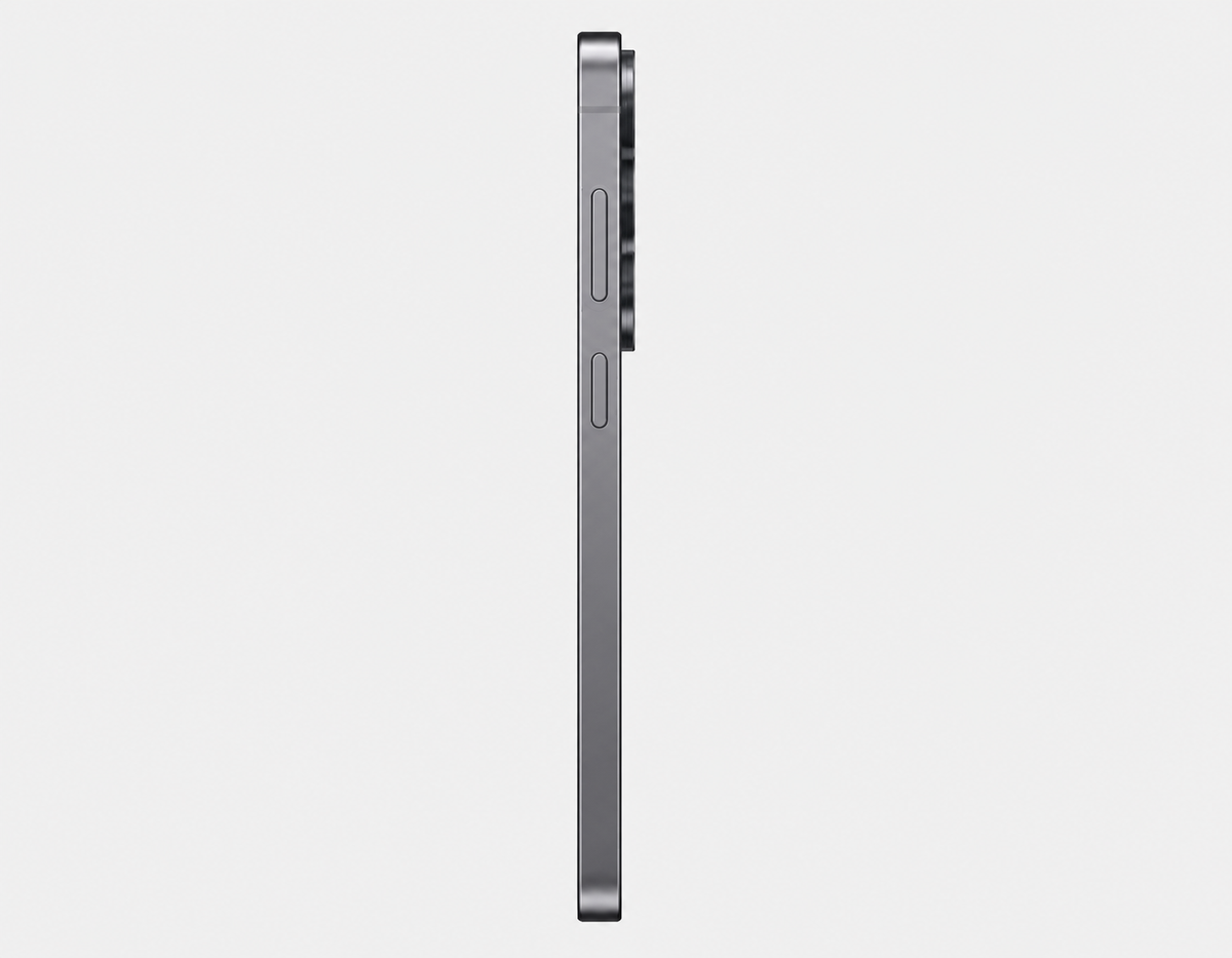 Samsung Galaxy S26 FE 5G smartphone in graphite, right side view with buttons