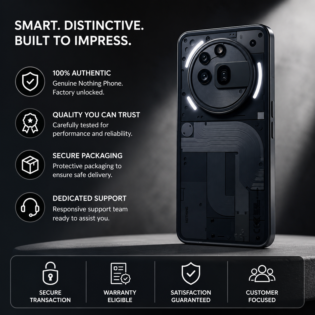 Nothing Phone 3a Pro 5G 256GB ROM 12GB RAM Dual SIM GSM Unlocked - Black